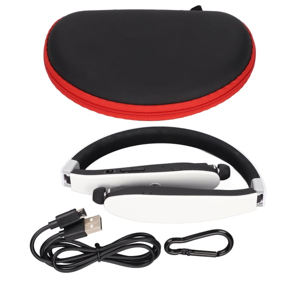 Yajisi Neckband Bluetooth Headphone Foldable Retractable Earbuds Wireless Headset with Mic Noise Cancelling 18 Hours Talking Time for Workout Running Driving (10m / 32.8ft Range), White