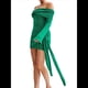 thumbnail image 3 of Vestido de Punto Corto con Hombros Descubiertos para Mujer, Larga, Irregular, con Cordones, Sexy Verde M, 3 of 10