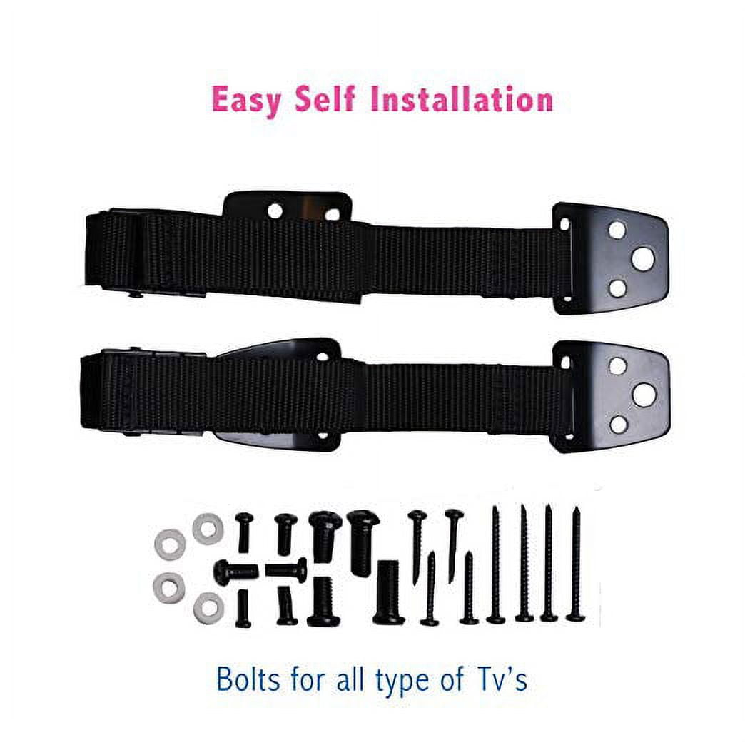 LNKOO 4 Park TV And Furniture Anti Tip Straps - Safety Furniture Wall Anchors For Baby Proofing Flat Screen TV, Dresser, Furniture Anchors Bookcase - All Metal, No Plastic Parts with Free Gift