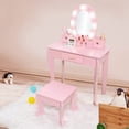 thumbnail image 5 of Kids Vanity Set with Lighted Mirror – Pretend Play Girls Vanity Table & Chair Set with Stool and Wooden Makeup Playset, Ideal Gift for Ages 4–9, 5 of 6