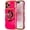 Rose Red, variant on Compatible with iPhone 11 Case  Ring Stand [Compatible with MagSafe] Cute for Women Girl Plating Wave Curly Love Heart Camera Protection Girly Luxury Phone Cover - Rose Red
