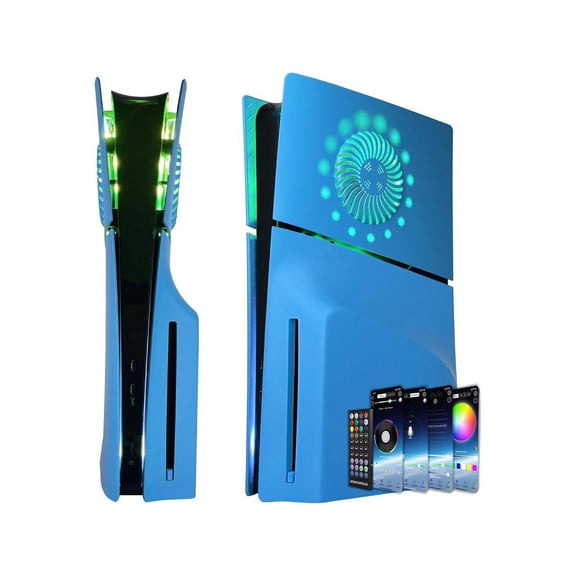 Faceplate for PS5 Slim Disc Edition with RGB Light Strip and Dust Filter with Cooling Vents 400 Effects LED Light Ring Console Face Plate Cover DIY Decoration Kit Accessories