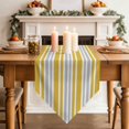 thumbnail image 3 of Table Runners 70 Inches Long, Ginger Yellow Stripes Cotton Linen Kitchen Dining Coffee Table Runner for Party Home Decor, Modern Minimalist Horizontal Lines Tabletop Dresser Scarves 13x70 Inch, 3 of 9