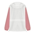 thumbnail image 6 of Fznquz Womens Long Sleeve T Shirts Zip Up Windbreaker Lightweight Rain Jacket Color Block Pink Hooded Waterproof Shirts for Women, 6 of 8