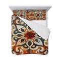 thumbnail image 7 of Burnt Orange Green Full Size Down Alternative Comforter, Lightweight Comforter Quilt Bedding Set with Pillow Shams Vintage Abstract Flowers All Seasons Bed Comforter Duvet Insert 78"x90", 7 of 7