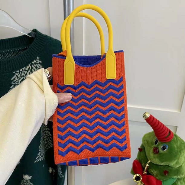 Bolso para móvil, bolso de punto, bolso de mano de gran capacidad, bolso bandolera para estudiantes, bolso de lana