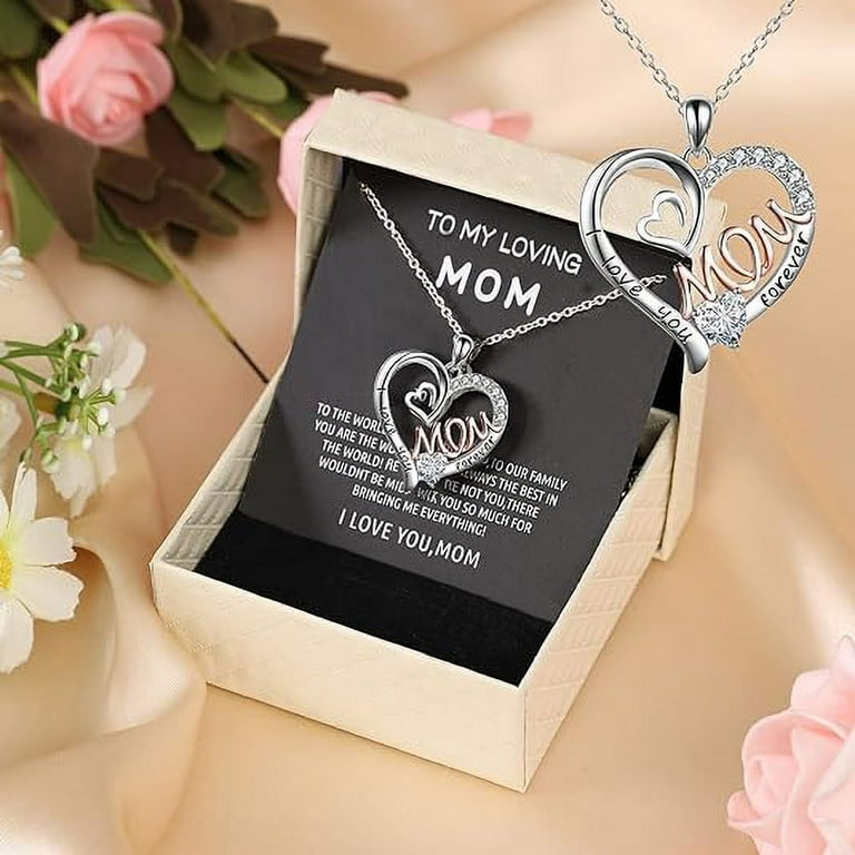 Mothers Necklace Gifts for Mom from Daughter Son, I Love You Mom