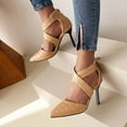 thumbnail image 4 of TUOBARR Heels Sandals Women, Women's Fashion Pointed Toe High Heel Dress Pumps Shoes Beige, 4 of 5