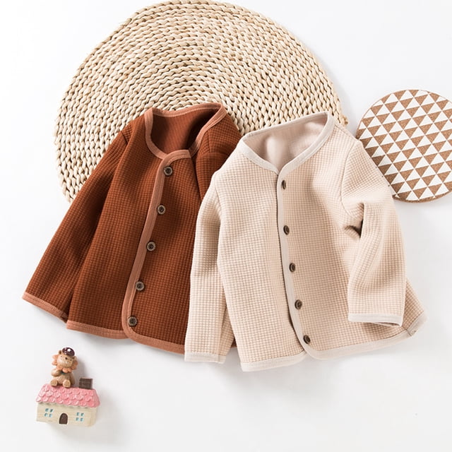 Boys' Cardigan Knitted Sweater Spring Fall Button Up Sweater Cardigan for Toddler Boys 1-6T Coffee