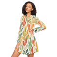 thumbnail image 3 of FORMRS Womens Long Sleeve Nightgowns Crew Neck Sleep Shirt Soft Pajamas Sizes S-3XL, Orange Autumn Leaves, 3 of 8