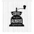 thumbnail image 2 of Ambesonne Saying Shower Curtain, Grungy Typography Coffee, 69"Wx84"L, Black and White, 2 of 4