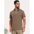thumbnail image 4 of DARING DIVA Men's Contrast Trim Short Sleeve Button Closure Polo Shirts 2XL Khaki, 4 of 7