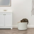 thumbnail image 3 of IRIS USA Large Stylish Round Top Entry Cat Litter Box with Scoop, Curved Kitty Litter Pan with Litter Particle Catching Grooved Cover and Privacy Walls, White/Beige, 3 of 6