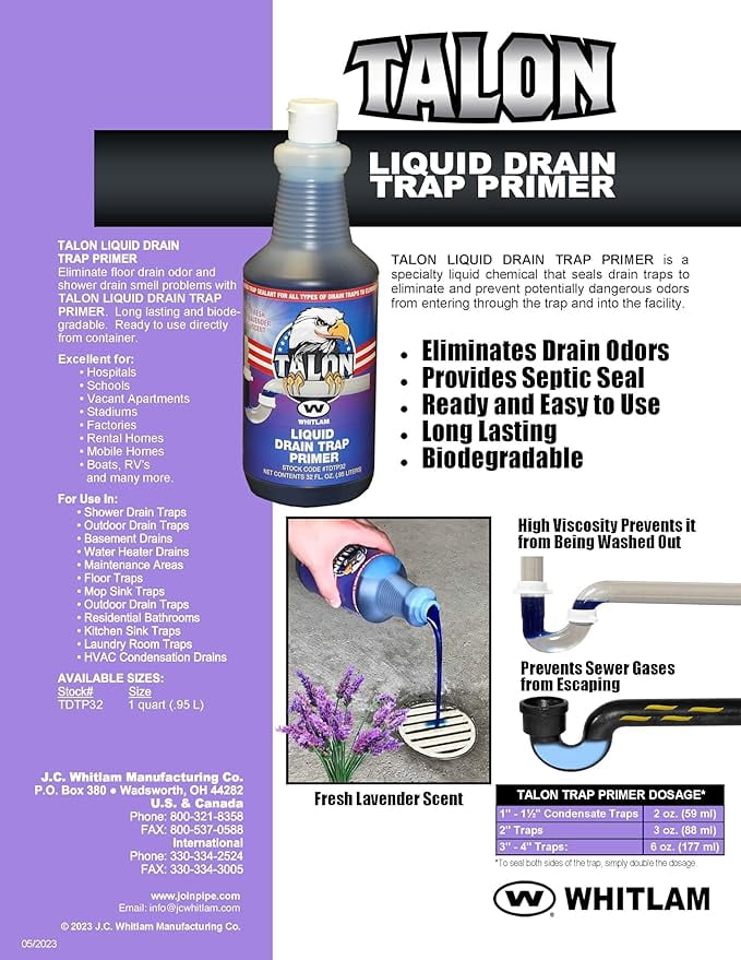 Whitlam Talon Liquid Drain Trap Primer - TDTP32