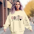 thumbnail image 4 of Women's Sweatshirts Pullover Shirts Fashion Floral Printed Loose Long Sleeve Round Neck Hoodless Pullover Stylish and Comfortable Hoodies Fall Trendy Outfits 2025 Winter Sweater Beige-L, 4 of 5