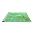 thumbnail image 2 of Ahgly Company Machine Washable Indoor Square Patchwork Turquoise Blue Transitional Area Rugs, 4' Square, 2 of 4