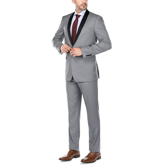 Mens Slim Fit 2 Piece Tuxedo Suit Jacket and Pants