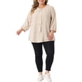 thumbnail image 2 of GRACE & GRANDEUR Women's Plus Size Round Neck Tie Front Ruffle Chiffon Work Blouses 3X Apricot, 2 of 6