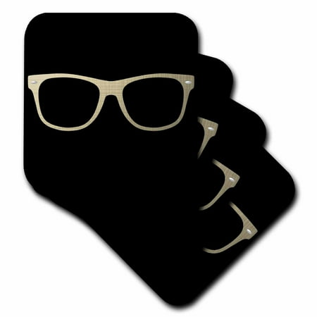 - 3dRose Gold Etched Effect Eye Glasses Illustration - Soft Coasters, set of 4