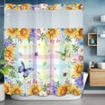 thumbnail image 6 of Sunflower Butterfly No Hooks Shower Curtain with Snap-in Liner Yellow Bee Sunflower Purple Hydrangea White Daisy Colorful Grain Shower Curtains for Bathroom, Waterproof, Washable 72"x72", 6 of 9
