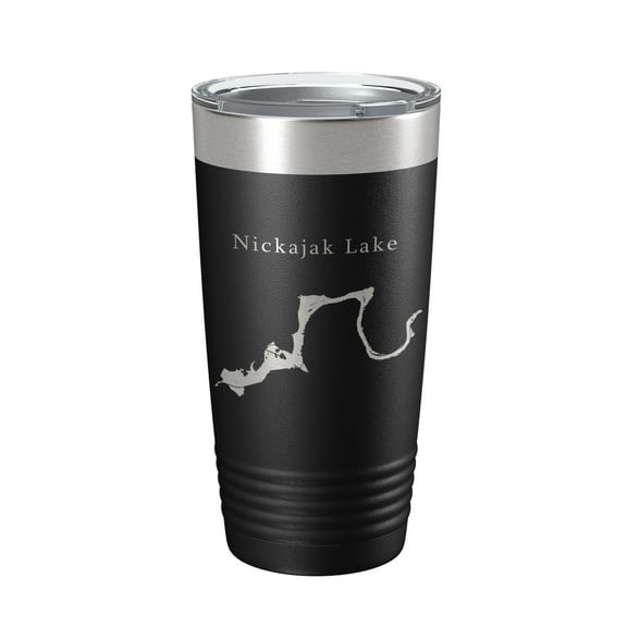 Nickajak Lake Map Tumbler Travel Mug Insulated Laser Engraved Coffee Cup Tennessee 20 oz Black