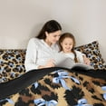 thumbnail image 5 of jejeloiu Kawaii Bow Tie Full Size Comforter Sets,Retro Leopard Cheetah Hide Bedding Comforter Set,Blue Brown Bedding Sets For Adults,Microfiber Bedroom Decor Reversible,3-Piece, 5 of 8