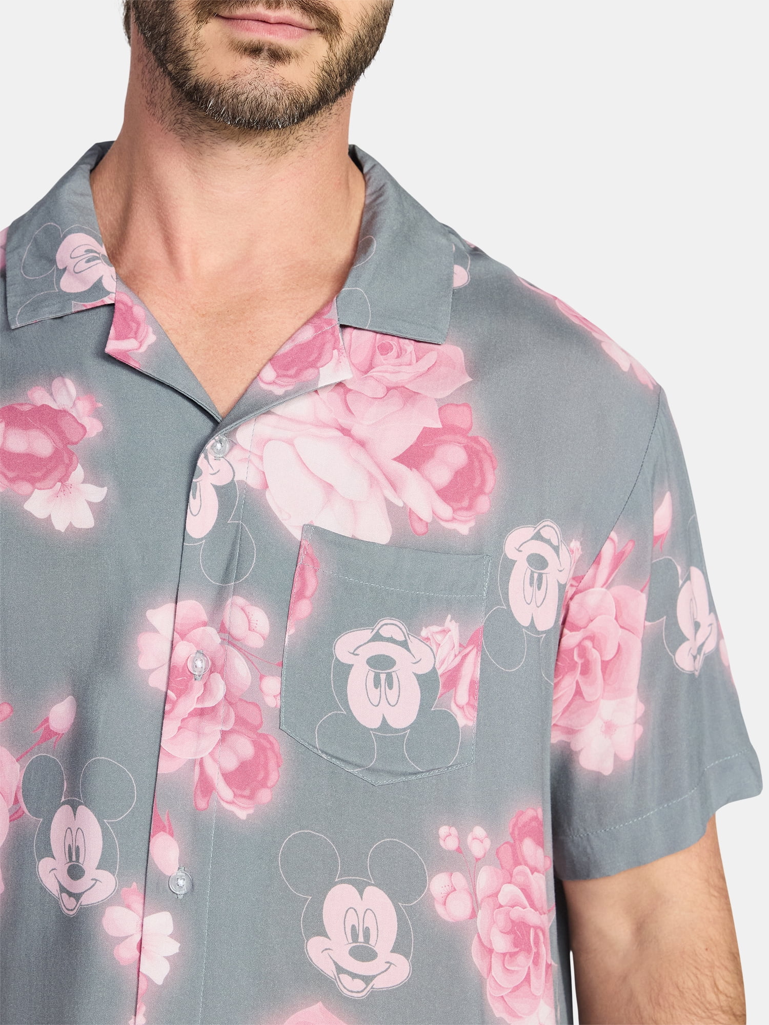 Disney, Men's & Big Men's Graphic Button-Up Shirt, Mickey Mouse, Sizes XS-3XL