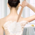 thumbnail image 6 of Shower Loofah with Handle, Exfoliating Loofah Luffa Loofa Bath Brush On a Stick, Long Wooden Handle Back Brush For Men & Women, Body Back Scrubber, White, 6 of 7