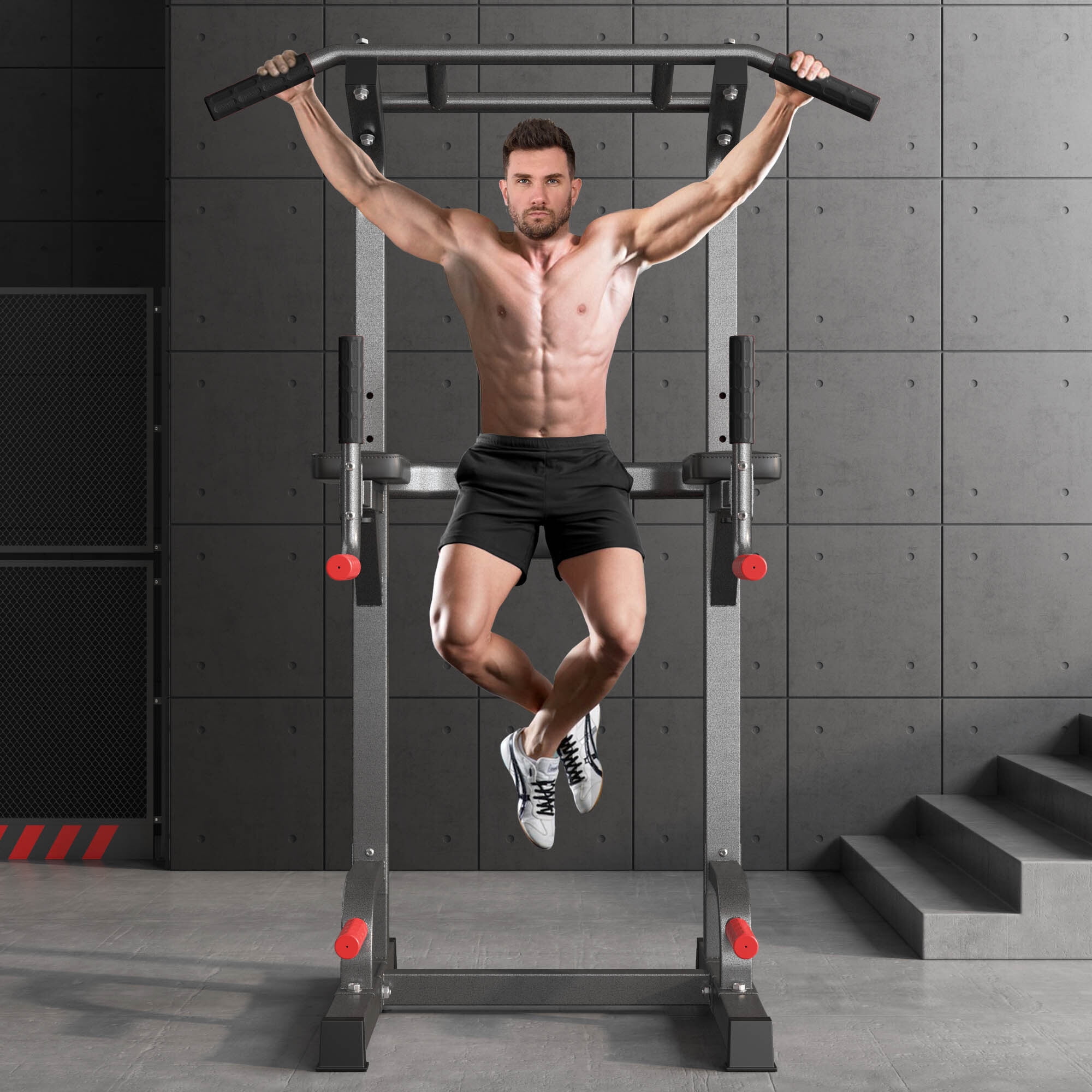 Power Tower Dip Station Regolabile - Attrezzatura Palestra Casa Per Trazioni E Dip, Colore Verde - Foto 9