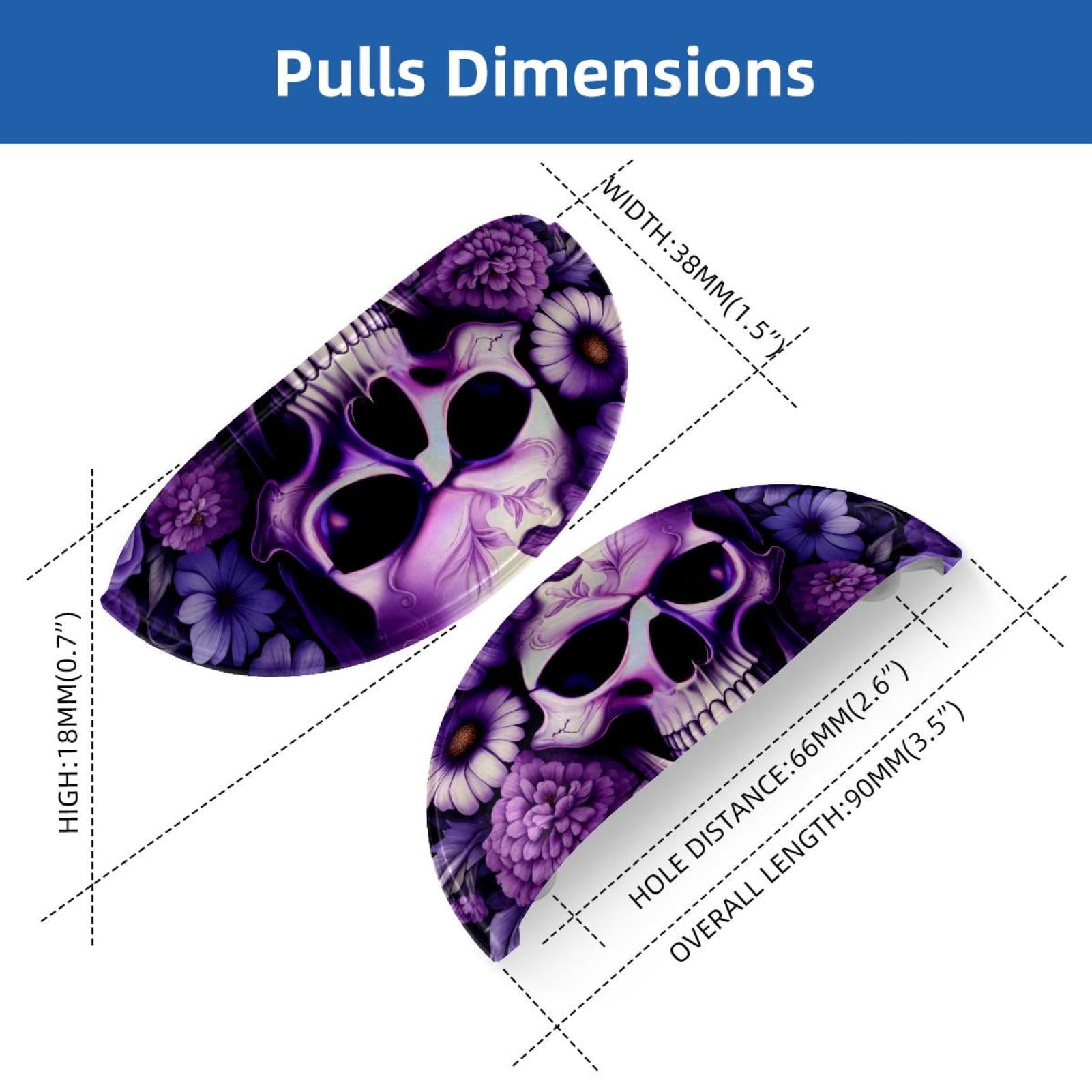 PhooArto 6 Pcs Cup Drawer Pulls, Purple Skull Flower Shell Shape Handles Cabinet Knobs for Dresser Cupboard Closet Wardrobe with Screws