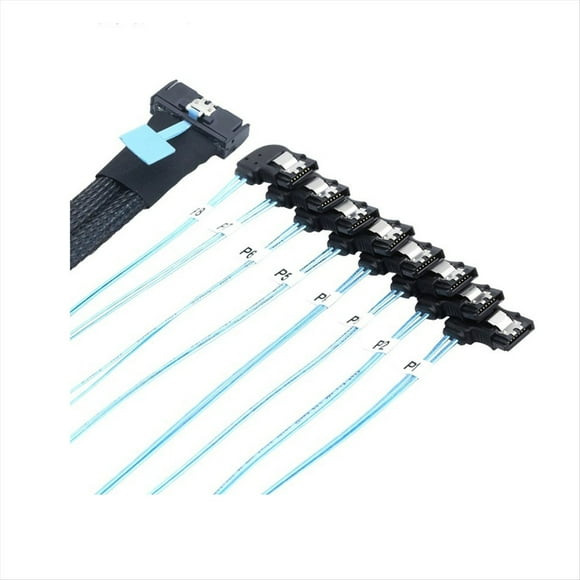 MCIO 74P 8X 8I SAS SFF-8654 8I PCI-E Ultraport Slimline 5.0 à 8X SATA 7P Adaptateur Femelle 90 Degrés Câble 0.5M