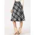 thumbnail image 4 of DARING DIVA Women's Plaid Belted Vintage A-Line Midi Skirt XL Jet Black Plaid, 4 of 6
