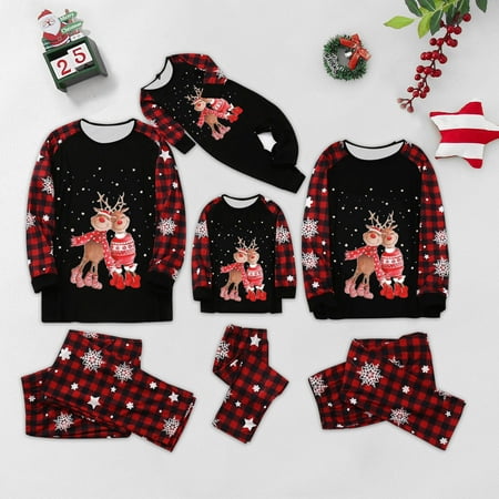 

Haxmnou Christmas Mom Pajamas For Family Matching Christmas Family Pjs Sets Xmas Print Pjs Plaid Holiday Sleepwear Plaid Christmas Pajamas Family Pjs
