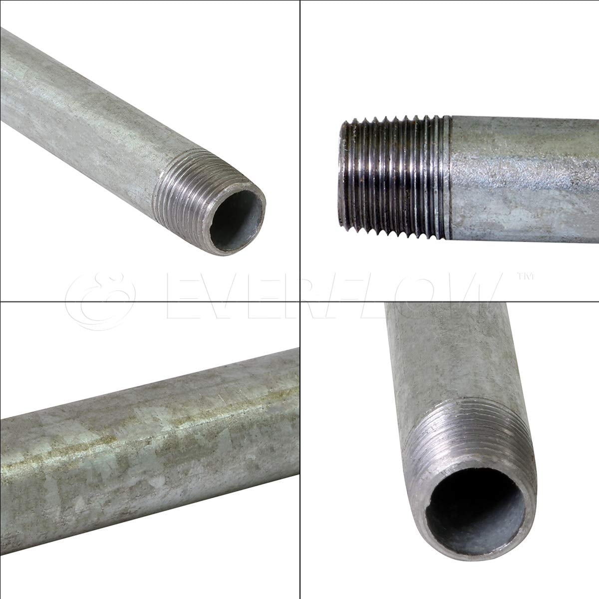 Black Steel Nipple Pipe, Threaded Pre Cut Pipe Connectors, 1/4 in x 10 in (Pack Of 4)