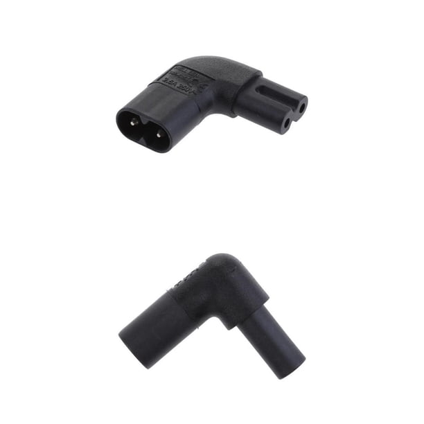 Paquete de 2 IEC320-C8 a C7 Enchufe Adaptador de Alimentión de CA de ángulo de ángulo de