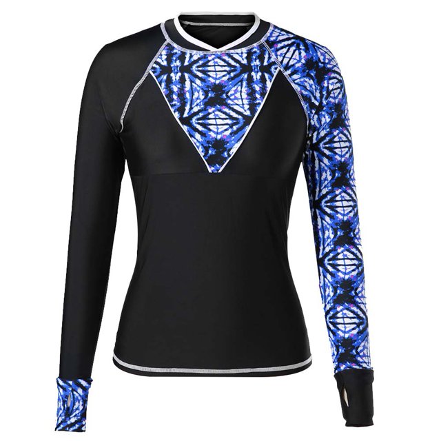 Traje de baño de surf con estampado de manga larga, traje de baño de buceo para mujer XXL