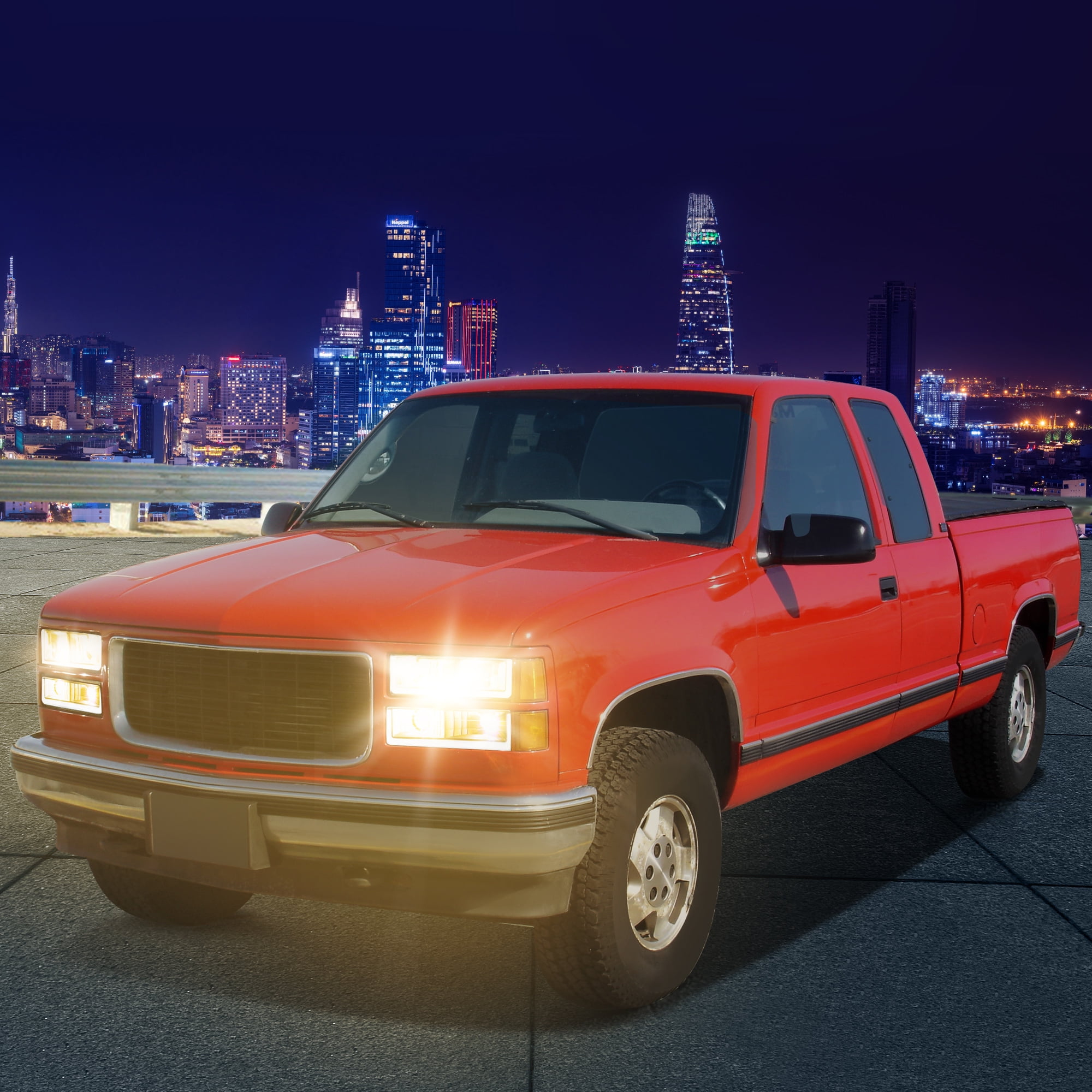 RVNI [U-LED DRL] Headlight+Bumper Lamps For 1990-1999 Chevy GMC C/K C1500 C2500 C3500