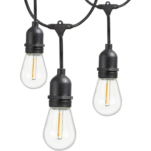 Newhouse Lighting Outdoor String Lights with Hanging Sockets Weatherproof Technology Heavy Duty 48-foot Cord 18 Lights Bulbs Included (1 Free Replacement) Black