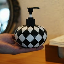 Black and White Soap Dispenser with Rust Proof Pump, Refillable Liquid Hand Lotion Bottle for Bathroom, Bedroom and Kitchen ,Checkerboard Decor