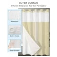 thumbnail image 2 of No Hook Cloth Fabric Shower Curtain with Snap in Liner, Cream Beige Striped Waterproof Shower Curtains Set with See Through Top Window, Modern Farmhouse Retro Lines Bath Curtains Shower 72"x84", 2 of 6
