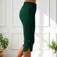 thumbnail image 6 of NinXxx Women's Elastic Waist Pure Color Blend Cropped Trousers Everyday Dark Green S, 6 of 7