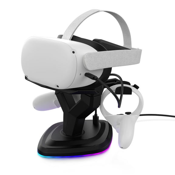 VR Headset Charging Stand for Quest 2/Pico 4 with Ambient Light - Charging Dock for VR Accessories-Black