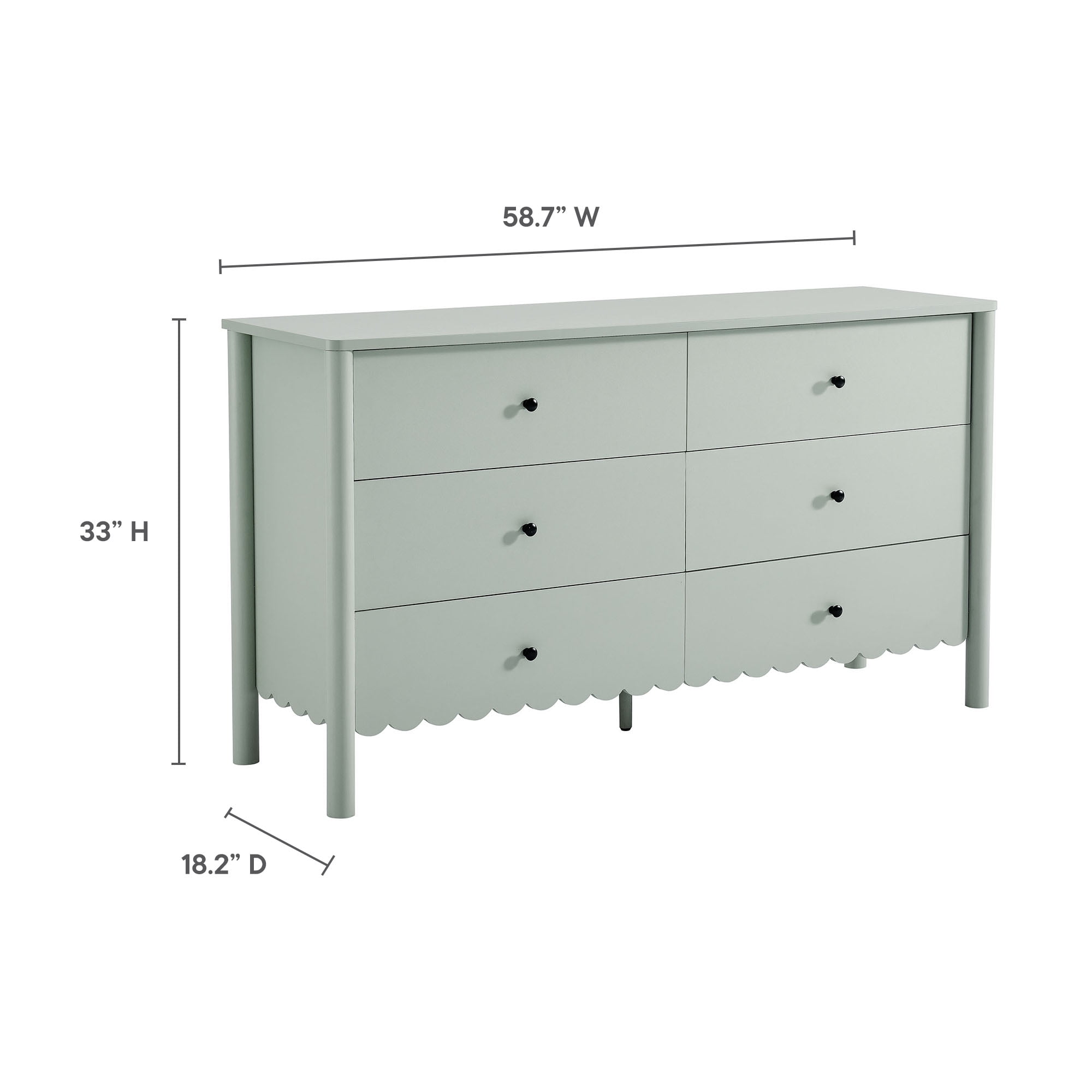 Modway Emmeline Scalloped 6-Drawer Dresser
