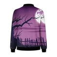thumbnail image 5 of WXLWZYWL Womens Halloween Bomber Jacket Funny Spooky Ladies Coat Ghost Floral Graphic Cardigan Zip Up Long Sleeve Dressy Tops Moto Biker Windbreaker, 5 of 5