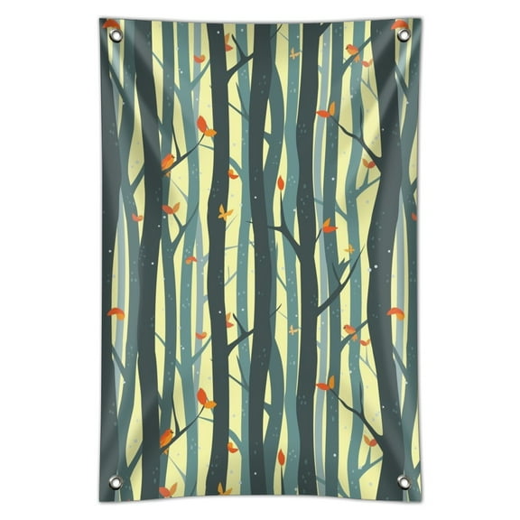 Tree Forest Pattern with Birds and Butterflies Home Business Office Sign