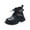 Black, variant on Gibobby Girls Dress Boots Waterproof Combat Boots Lace Up Side Zipper Patent Ankle Booties for Toddler/Little Kid,Yellow,9-9.5 Y