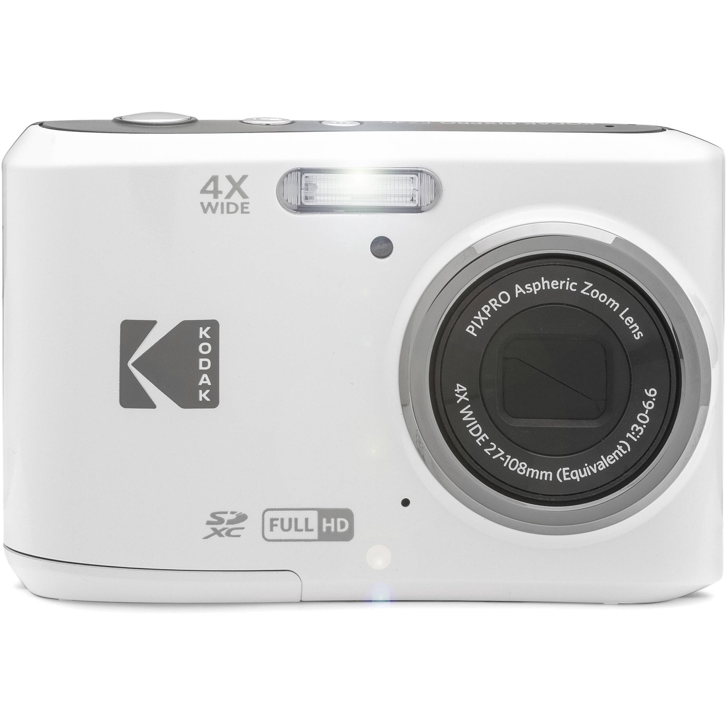 Kodak PIXPRO FZ45 16MP Digital Camera 4X Optical Zoom 27mm Wide Angle 1080P Full HD Video 2.7" LCD Camera White + 64GB Card and Reader + Memory Wallet Bundle
