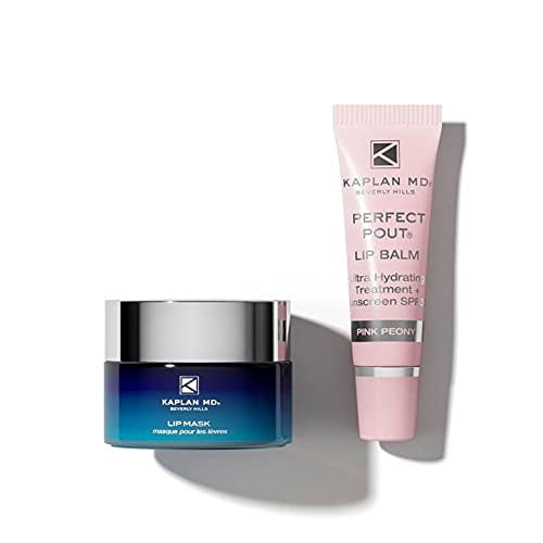 KAPLAN MD Perfect Pout Duo Mascarilla labial (0.5 oz.) y bálsamo labial 0.17 oz. - Cuidado completo antiedad para labios