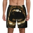 thumbnail image 2 of Picia Golden Lips Modern Sculpture pattern Mens Swim Trunks with Compression Liner Stretch Beach Shorts Quick Dry with Zipper Pockets No-Chafing Board Shorts-Small, 2 of 9