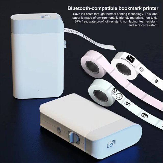 Bluetooth-Compatible Label Printer Mini Bluetooth Label Printer with Rechargeable Battery Built-in Cutter for Sticker